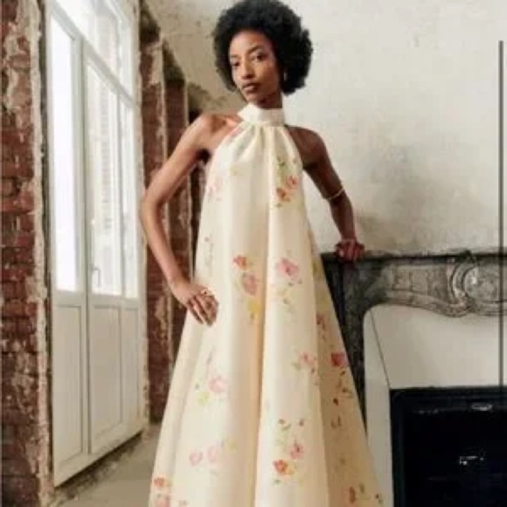 Sezane Cream Floral Maxi Dress